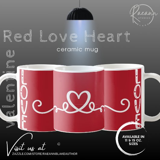 Moderne Rode Hart Valentijn Keramische Mok