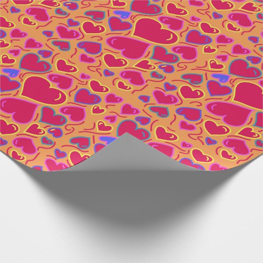 Moderne rode harten cadeaupapier (Hoek)