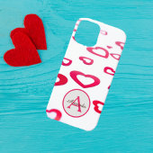 Moderne rode harten van de Valentijn met monogram  Case-Mate iPhone Case