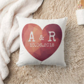 Moderne rode hartkoppelmonogrammen en datum kussen (Deken)