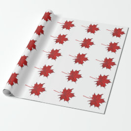 Moderne Rode Herfst Esdorenblad Thanksgiving Cadeaupapier