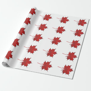 Moderne Rode Herfst Esdorenblad Thanksgiving Cadeaupapier