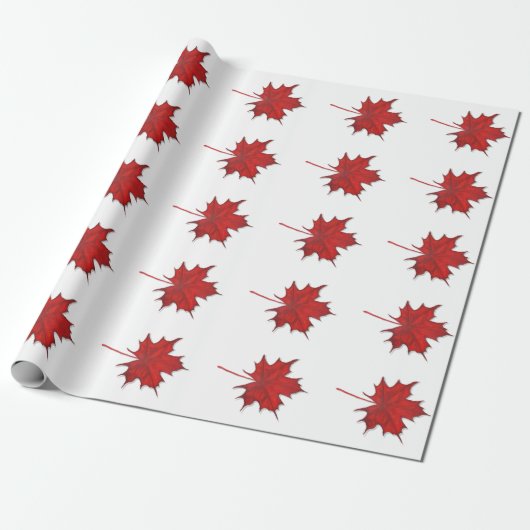 Moderne Rode Herfst Esdorenblad Thanksgiving Cadeaupapier (Uitgerold)