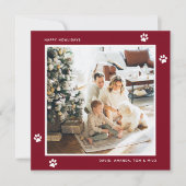 Moderne Rode Hond Eigenaar Pootjes Foto Feestdagenkaart (Voorkant)