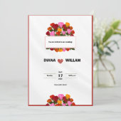 Moderne rode huwelijksuitnodiging kaart (Staand voorkant)