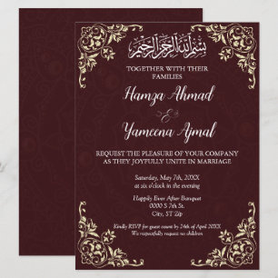 Moderne Rode Islamitische Moslim Bruiloft Kaart
