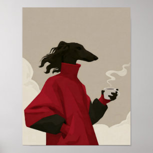 Moderne Rode Jas Hond Kunst Poster