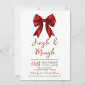 Moderne rode Jingle Mingle kerstfeest Glam strik Kaart (Voorkant)