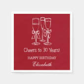 Moderne rode juichen tot 30 jaar verjaardag servet (Voorkant)