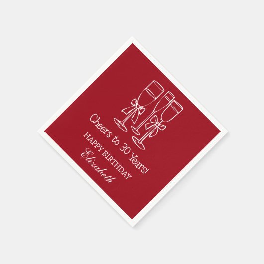 Moderne rode juichen tot 30 jaar verjaardag servet (Hoek)