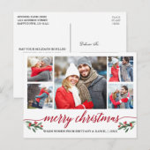 Moderne rode kalligrafie 5 Fotoliefkerst Briefkaart (Voorkant / Achterkant)