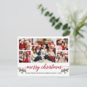 Moderne rode kalligrafie 5 Kerstfeest Briefkaart (Staand voorkant)