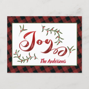 Moderne, rode kalligrafie met holly Holiday Card Feestdagenkaart