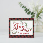 Moderne, rode kalligrafie met holly Holiday Card Feestdagenkaart (Staand voorkant)