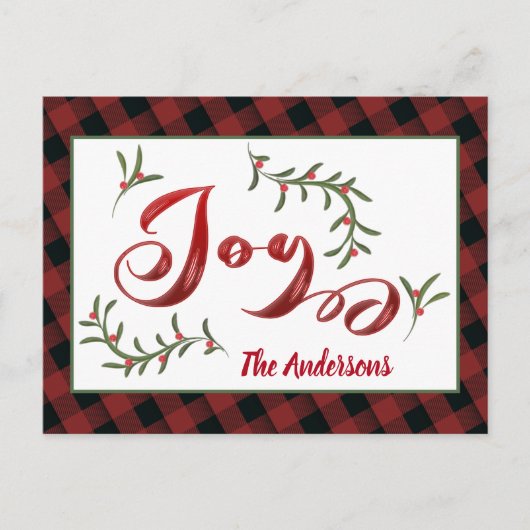 Moderne, rode kalligrafie met holly Holiday Card Feestdagenkaart (Voorkant)