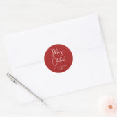 Moderne rode kalligrafie script Prettig kerstfeest Ronde Sticker (Envelop)
