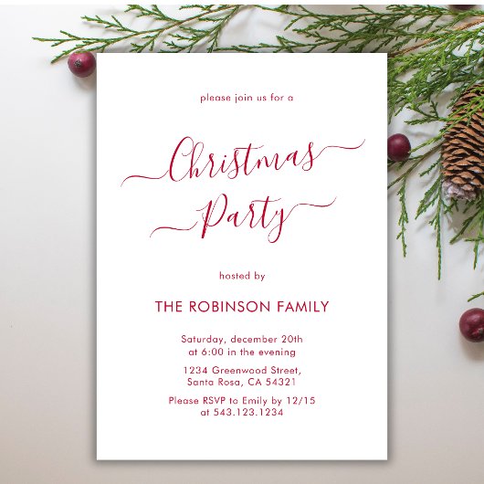 Moderne Rode Kalligrafie Vakantie Kerstfeest Kaart