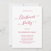 Moderne Rode Kalligrafie Vakantie Kerstfeest Kaart (Voorkant)