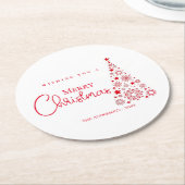 Moderne rode kalligrafie Vrolijk kerstfeest Ronde Kartonnen Onderzetter (Gebogen)