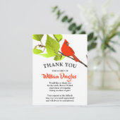 Moderne Rode Kardinaal Uitvaart Memorial Dank u Bedankkaart (Staand voorkant)