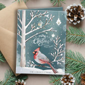 Moderne Rode Kardinaal Winter Landschap Kerstmis Kaart