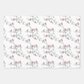 Moderne Rode Kardinaal Winter Sneeuwkerst Inpakpapier Vel (Voorkant 3)