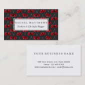 Moderne rode kersen op houtskool visitekaartje (Voorkant / Achterkant)