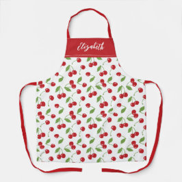 Moderne rode kersenpatroon bakken schort