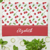 Moderne rode kersenpatroon bakken theedoek (Gevouwen)