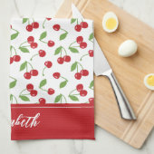 Moderne rode kersenpatroon bakken theedoek (Quarter Fold)