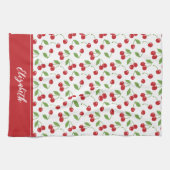 Moderne rode kersenpatroon bakken theedoek (Horizontaal)