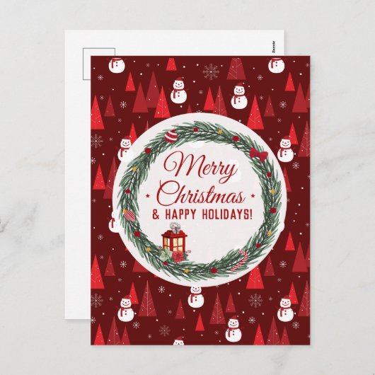 Moderne rode kerst feestdagenkaart (Voorkant / Achterkant)