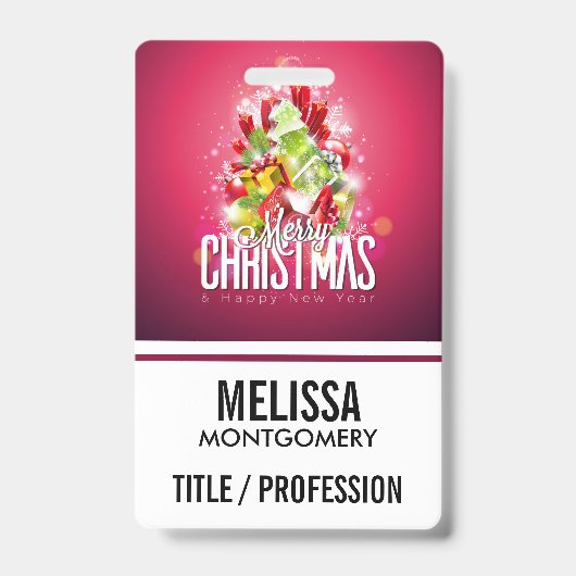Moderne rode kerst grafische illustratie badge (Voorzijde)