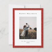 Moderne Rode Kerst Grens Familiefoto Feestdagenkaart (Voorkant)