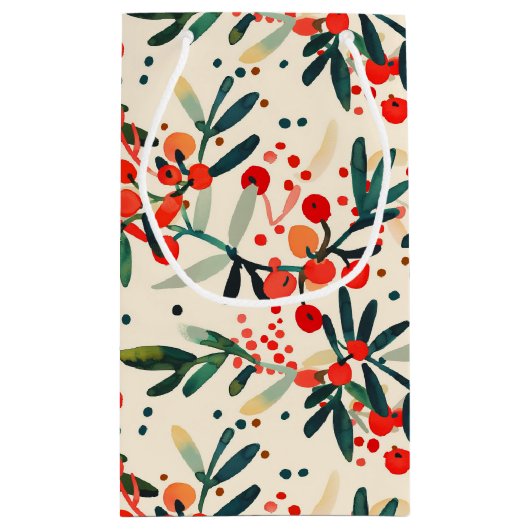 Moderne rode kerst Holly bessen Klein Cadeauzakje (Achterkant)