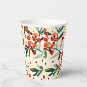 Moderne rode kerst Holly bessen Papieren Bekers (Rechts)