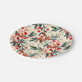 Moderne rode kerst Holly bessen Papieren Bordje (Gekanteld)