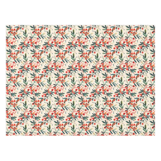 Moderne rode kerst Holly bessen Tafelkleed (Voorkant (Horizontaal))