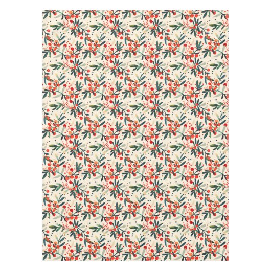 Moderne rode kerst Holly bessen Tafelkleed (Voorkant)
