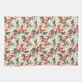 Moderne rode kerst Holly bessen Theedoek (Horizontaal)