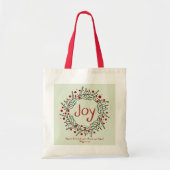 Moderne rode kerst "Joy" Wreath met scripts Tote Bag (Voorkant)