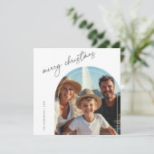 Moderne Rode Kerst Nautische Strandboog Foto Feestdagenkaart (Staand voorkant)