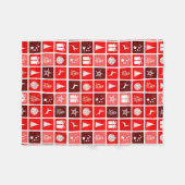 Moderne Rode Kerst Raster Patroon Minimalistisch Fleece Deken (Voorkant (Horizontaal))