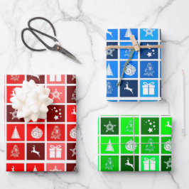 Moderne Rode Kerst Raster Patroon Minimalistisch Inpakpapier Vel