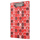 Moderne Rode Kerst Raster Patroon Minimalistisch Klembord (Links)