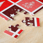 Moderne Rode Kerst Raster Patroon Minimalistisch Legpuzzel (Zijkant)