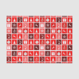 Moderne Rode Kerst Raster Patroon Minimalistisch Tissuepapier