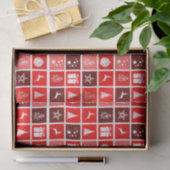 Moderne Rode Kerst Raster Patroon Minimalistisch Tissuepapier (Geschenk)