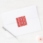 Moderne Rode Kerst Raster Patroon Minimalistisch Vierkante Sticker (Envelop)