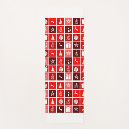 Moderne Rode Kerst Raster Patroon Minimalistisch Yogamat (Voorkant)